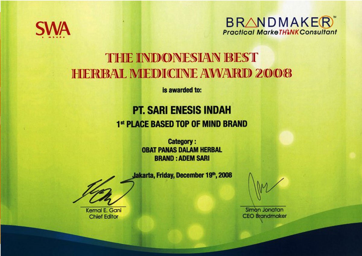 The Indonesian Best Herbal Medicine Award 2008