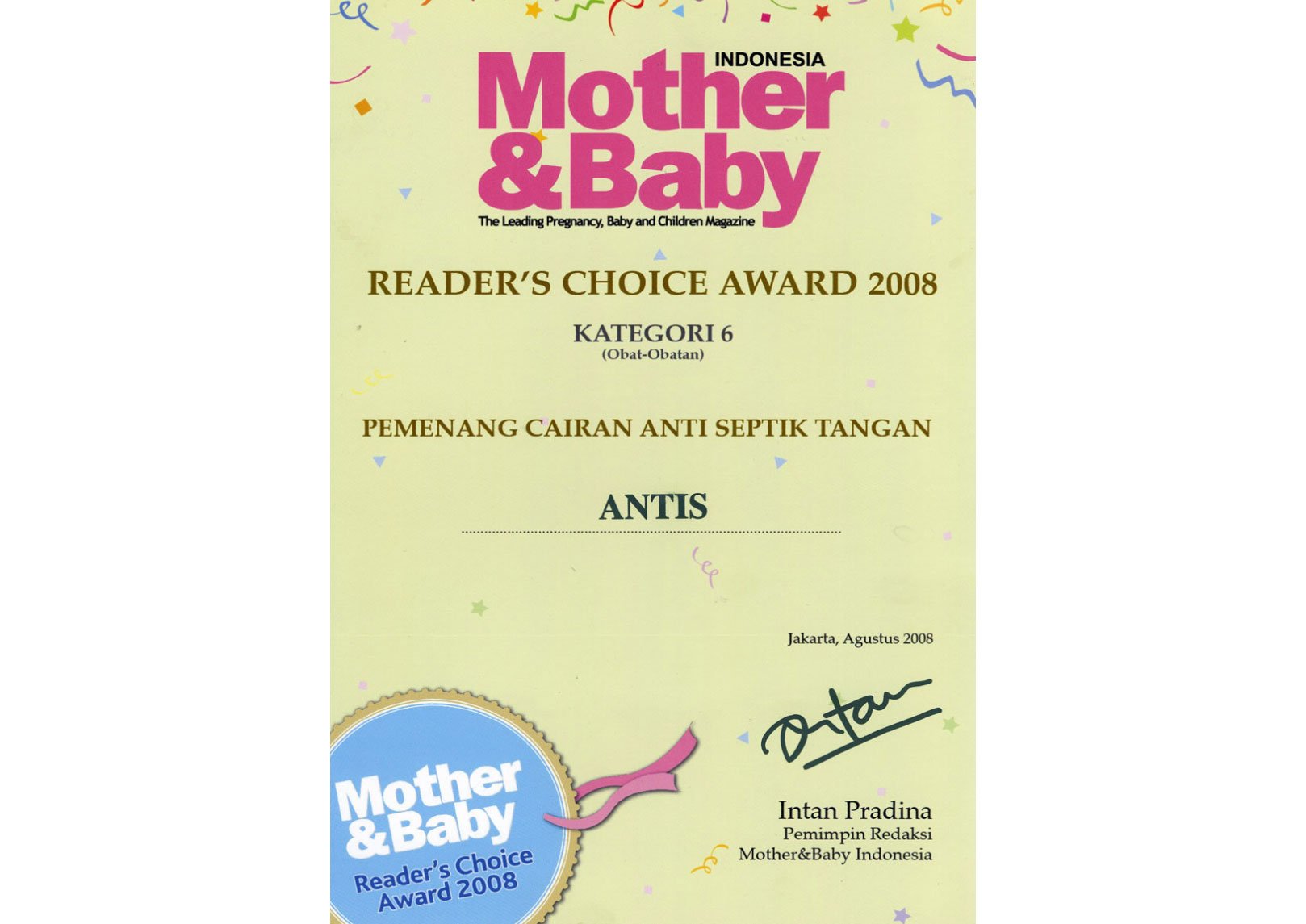 Mother & Baby Indonesia Reader's Choice Award 2008