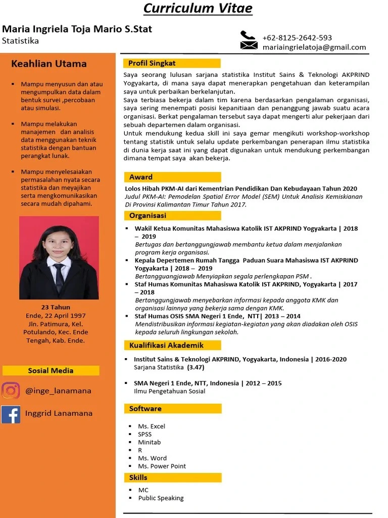 Contoh CV Tanpa Pengalaman Kerja Bahasa Indonesia