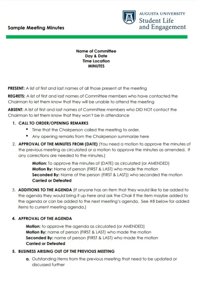 Contoh Minutes of Meeting in English