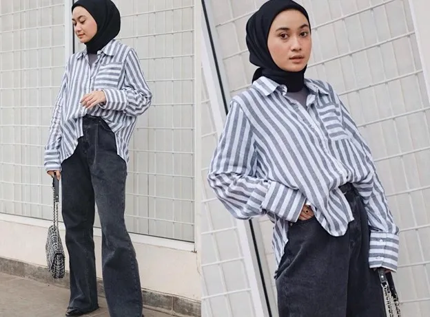 Kemeja Oversized dan Celana Palazzo 