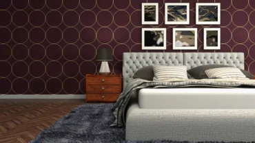 kamar tidur warna Coklat, Maroon, dan Abu-Abu